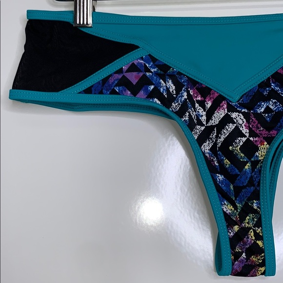NWOTs SOLE EAST Teal Mesh Multi Cheeky Swim Bikini - Picture 2 of 8